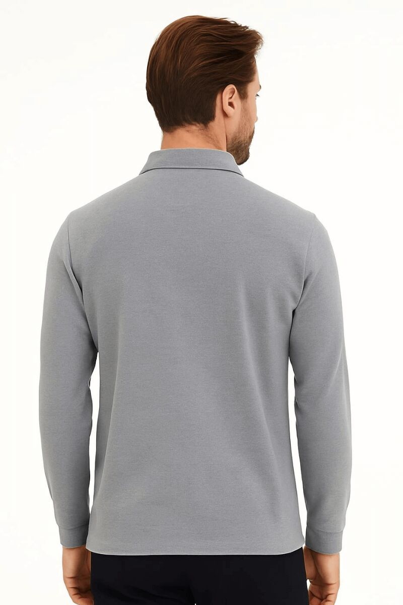 Erkek Klasik Yaka Gömlek Uzun Kollu Kalın Kumaş Düğmeli Rahat Şık Günlük Basic Gömlek GRİ