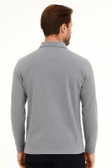 Erkek Klasik Yaka Gömlek Uzun Kollu Kalın Kumaş Düğmeli Rahat Şık Günlük Basic Gömlek GRİ