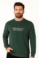Bisiklet Yaka Pamuklu Yumuşak Dokulu Dayanıklı Kumaş Erkek Sweatshirt HAKİ