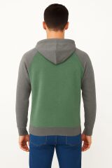 Uzun Kollu Kanguru Cepli Şapkalı Pamuk Karışımlı Regulear Kesim Erkek Sweatshirt 5396