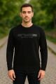 Bisiklet Yaka Uzun Kollu Regular Erkek Baskılı Sweatshirt SİYAH