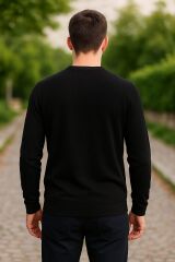 Erkek Baskılı Sweatshirt Bisiklet Yaka Uzun Kollu Regular Fit Rahat Şık Günlük Sweat SİYAH