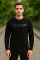 Bisiklet Yaka Uzun Kollu Regular Erkek Baskılı Sweatshirt SİYAH SİYAH - L