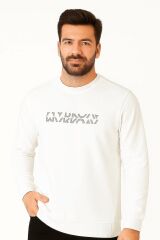 Erkek Sweatshirt Pamuklu Yumuşak Dokulu Dayanıklı Kumaş Modern Şık Rahat Günlük Sweat EKRU