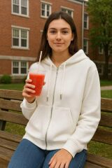 Bayan Fermuarlı Kapşonlu Sweat Hırka 32160