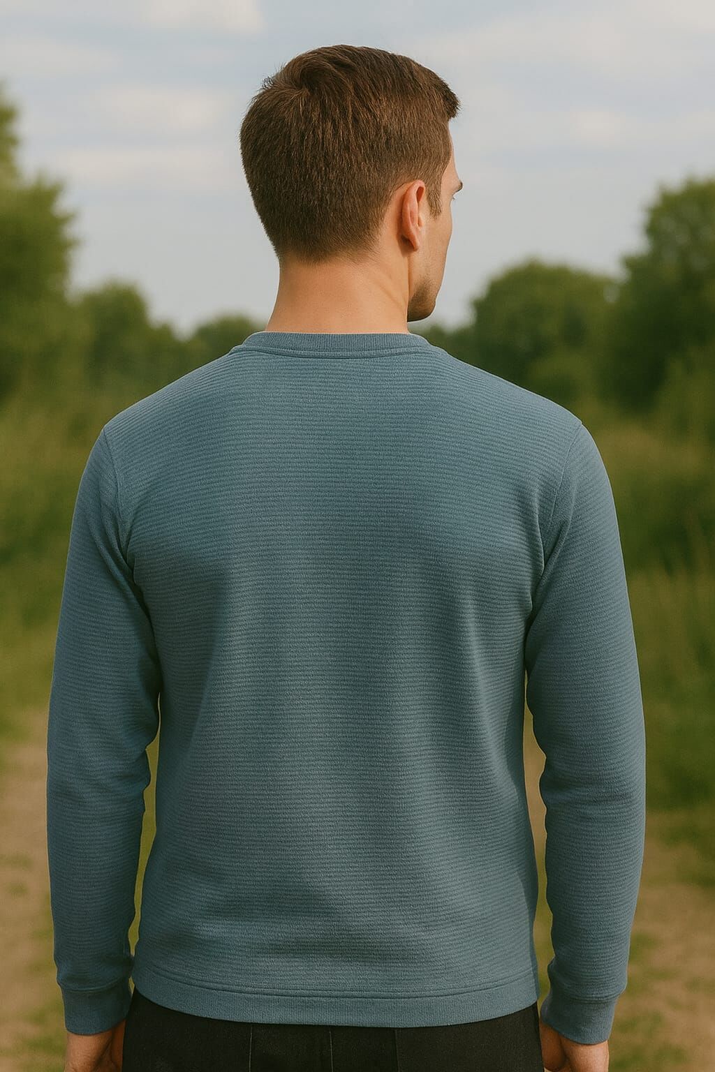 Erkek Baskılı Sweatshirt Bisiklet Yaka Uzun Kollu Regular Fit Rahat Şık Günlük Sweat PETROL