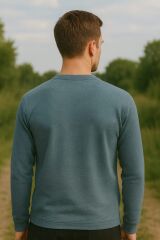 Erkek Baskılı Sweatshirt Bisiklet Yaka Uzun Kollu Regular Fit Rahat Şık Günlük Sweat PETROL