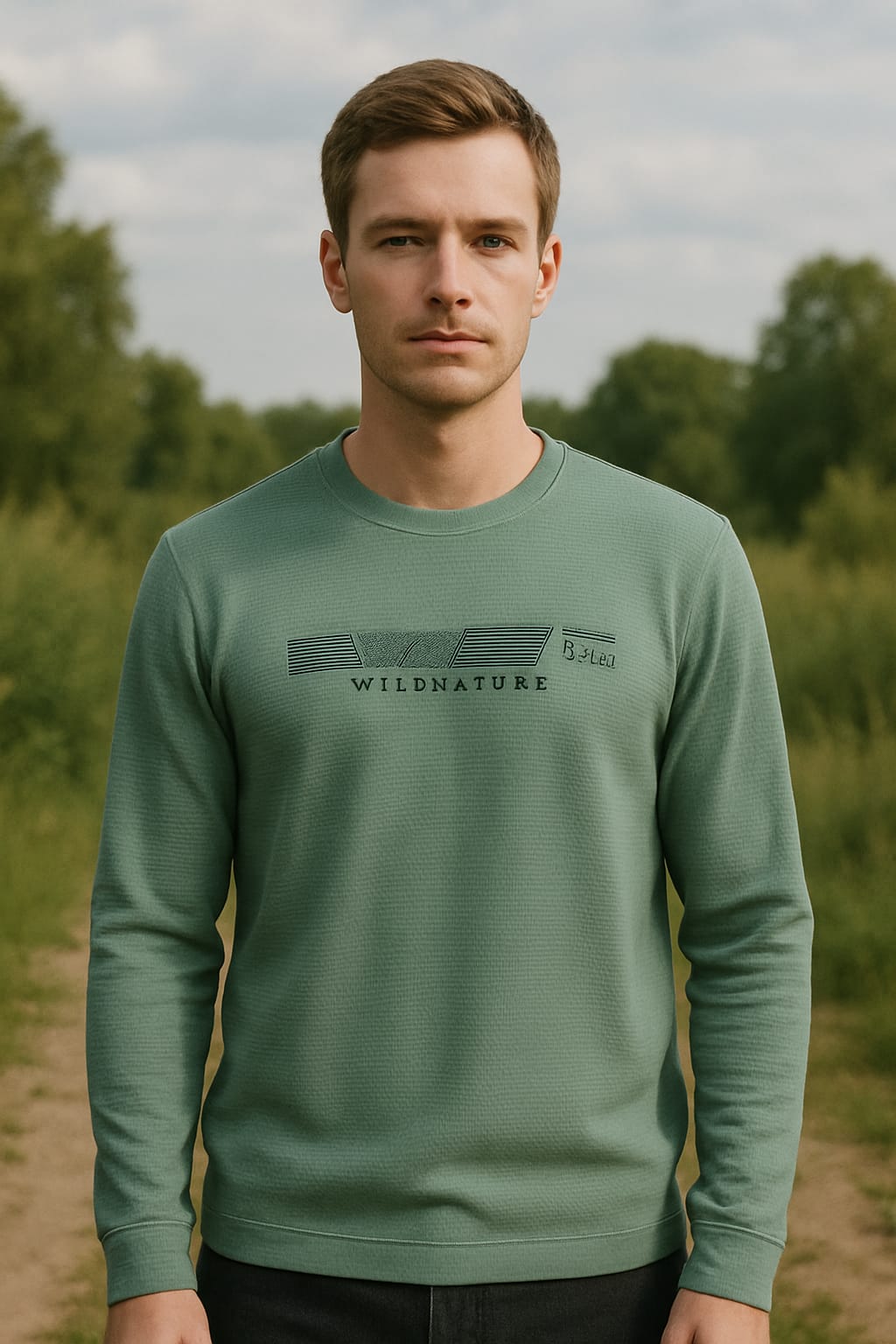 Bisiklet Yaka Uzun Kollu Regular Erkek Baskılı Sweatshirt MİNT MİNT - L