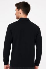 Erkek Polo Yaka Triko Kazak Yarım Düğmeli Uzun Kollu Selanik Kumaş Pamuk Karışımlı Rahat Şık Günlük Kazak 625 LACİVERT