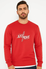 Uzun Kollu Pamuk Karışımlı Rahat Kesim ve Bisikle Yaka Tasarımıyıla Ön Plana Çıkan Just Move Baskılı Erkek Sweatshirt 1732