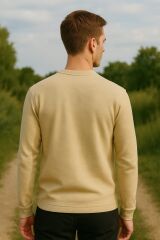 Erkek Baskılı Sweatshirt Bisiklet Yaka Uzun Kollu Regular Fit Rahat Şık Günlük Sweat BEJ