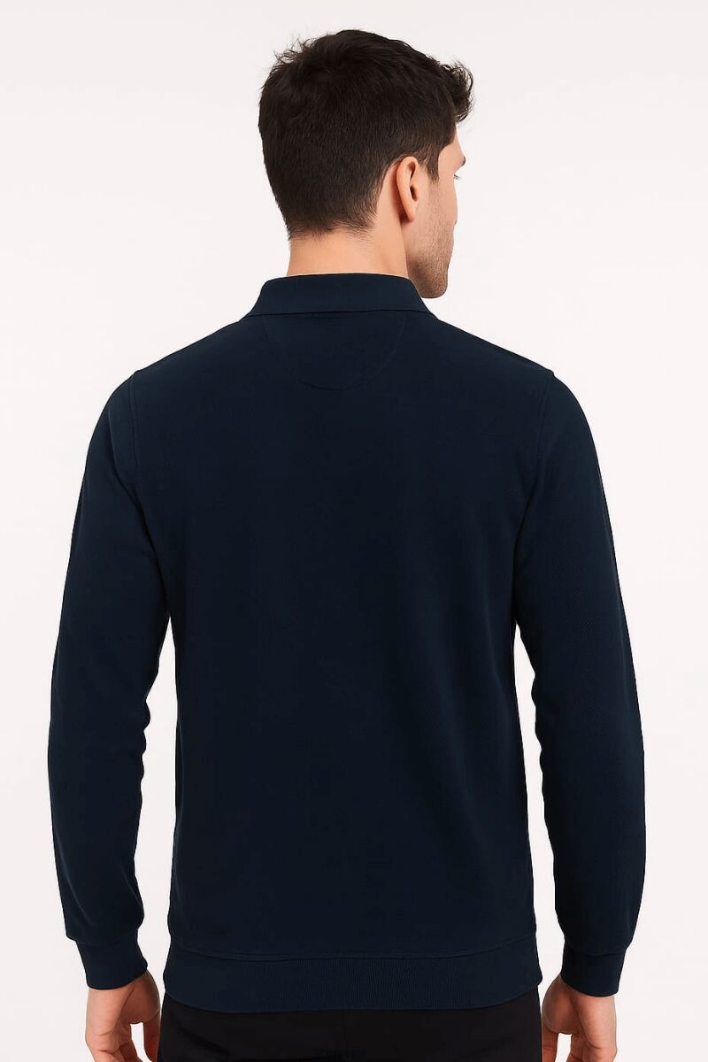 Erkek Polo Yaka Triko Kazak Yarım Düğmeli Uzun Kollu Selanik Kumaş Pamuk Karışımlı Rahat Şık Günlük Kazak 625 SİYAH