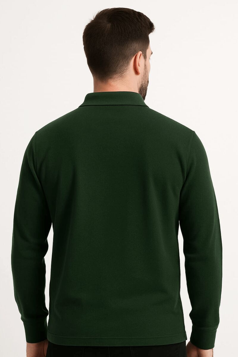 Erkek Polo Yaka Triko Kazak Yarım Fermuarlı Uzun Kollu Viskon Karışımlı Rahat Şık Günlük HAKİ