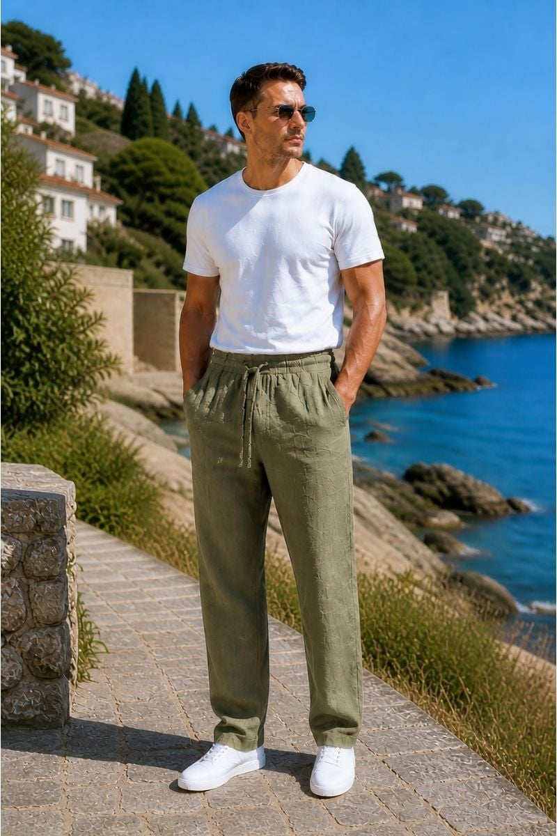 Pamuklu Yandan Cepli İpli Erkek Jagger Pantolon HAKİ