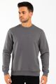 Uzun Kollu İçi Pamuklu Polyester Karışımlı Erkek Baskılı Sweatshirt 675 FÜME