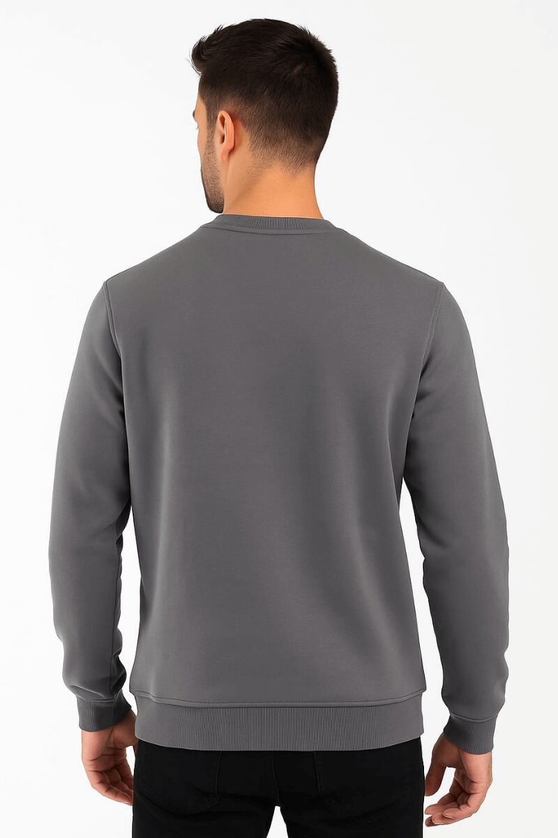 Erkek Baskılı Sweatshirt Uzun Kollu İçi Pamuklu Pamuk Polyester Karışımlı Kalın Dayanıklı Sıcak Tutan Sweat 675 FÜME