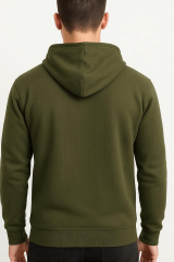 Uzun Kollu Kapşonlu Kanguru Cepli Pamuk Karışımlı Sıcak Tutan Ve Rahat Kumaş Önden Baskılı Erkek Sweatshirt 95102