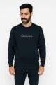 Uzun Kollu İçi Pamuklu Polyester Karışımlı Erkek Baskılı Sweatshirt 675 LACİVERT