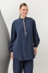 Yakası Boncuk /Deniz Kabuğu İşleme Detaylı Şalvar Pantolonlu Takım 14307