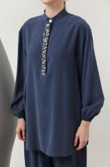 Yakası Boncuk /Deniz Kabuğu İşleme Detaylı Şalvar Pantolonlu Takım 14307