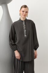 Yakası Boncuk /Deniz Kabuğu İşleme Detaylı Şalvar Pantolonlu Takım 14307