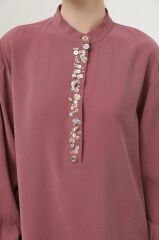 Yakası Boncuk /Deniz Kabuğu İşleme Detaylı Şalvar Pantolonlu Takım 14307