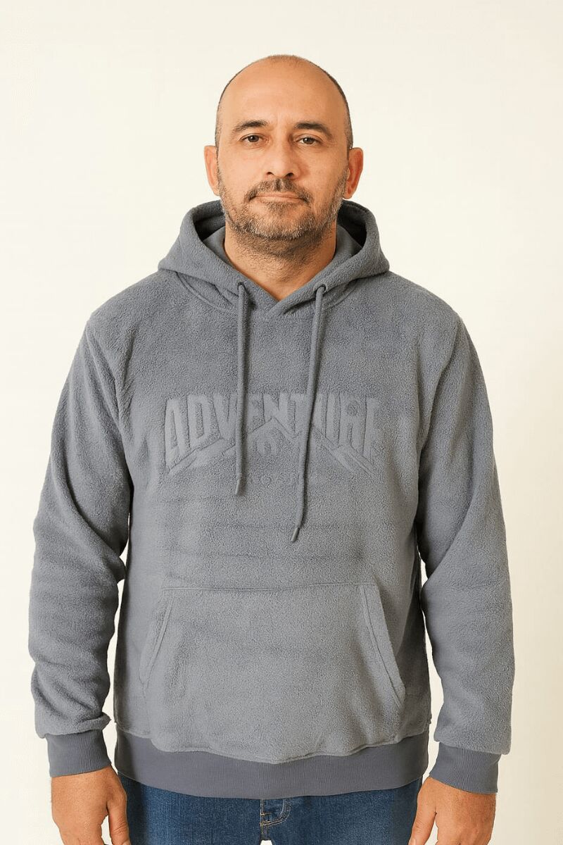 Erkek Kapüşonlu Sweatshirt Logolu Regular Hoodie 677 FÜME