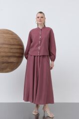 Bayan Pat Kısmı Deniz Kabuğu İşlemeli Bebe Yaka Etekli Takım 14308