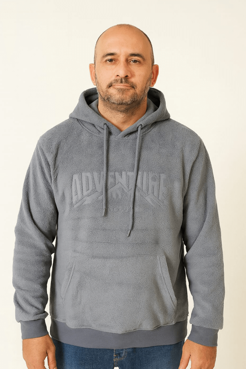 Erkek Kapüşonlu Sweatshirt Logolu Regular Hoodie 677 FÜME FÜME - M
