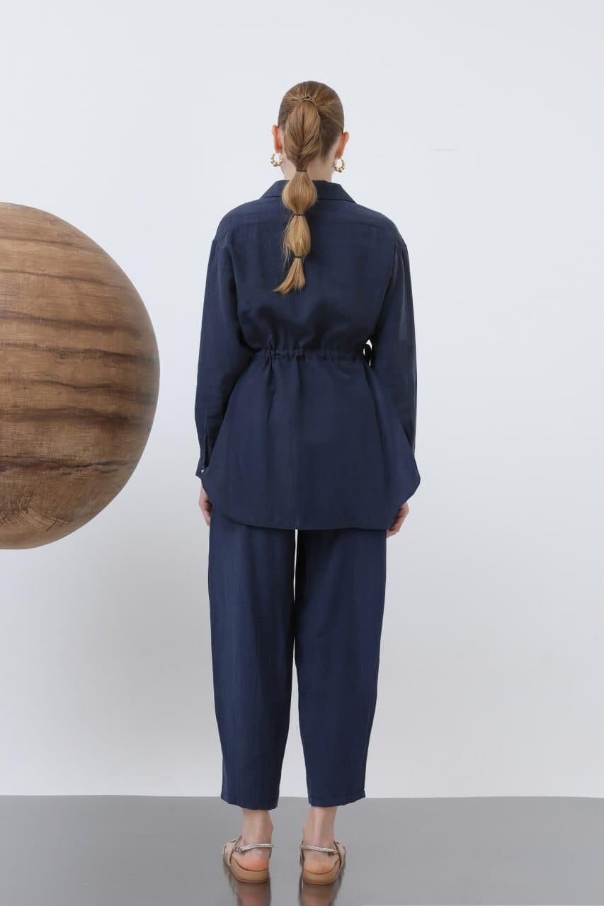 Bayan Beli Büzgülü Gizli Patlı Pantolonlu Takım 20610