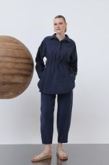 Bayan Beli Büzgülü Gizli Patlı Pantolonlu Takım 20610