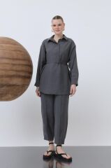 Bayan Beli Büzgülü Gizli Patlı Pantolonlu Takım 20610