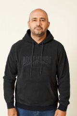 Erkek Kapüşonlu Sweatshirt Logolu Regular Fit Pamuk Karışımlı Rahat Şık Günlük Hoodie 677 SİYAH