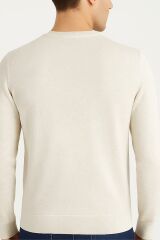 Erkek Triko Kazak Bisiklet Yaka Uzun Kollu Pamuk Karışımlı Slim Fit Vücuda Oturan Şık Kışlık Kazak 5111 EKRU