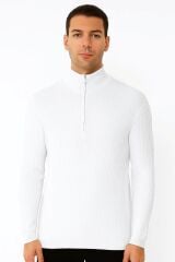 Uzun Kollu Dik Yakalı Yarım Fermuarlı Çizgi Detaylı  Rahat ve Sıcak Tutan Kumaşı İle Pamuk Karışımlı Erkek Triko Kazak 93108 EKRU