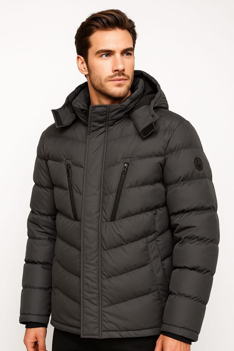 Uzun Kollu Fermuarlı Rüzgar Geçirmez Kapşonlu Dört Cepli Poyraz Mont 94018 ANTRASİT