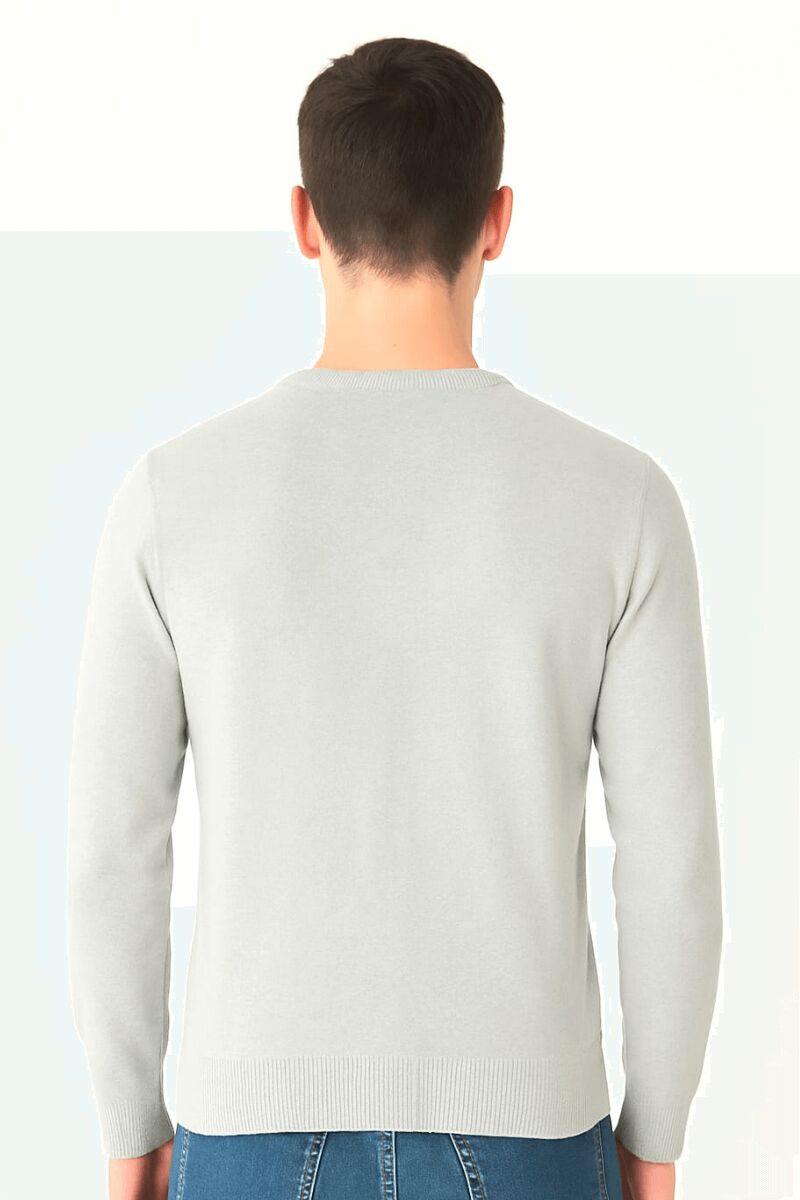 Erkek Triko Kazak Bisiklet Yaka Uzun Kollu Pamuk Karışımlı Slim Fit Vücuda Oturan Şık Kışlık Kazak 5111 GRİ