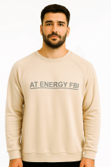 Uzun Kollu Regulear Kesim Pamuk Karışımlı Önden Baskılı Bisiklet Yaka Erkek Sweatshirt Peglan Kol 95154