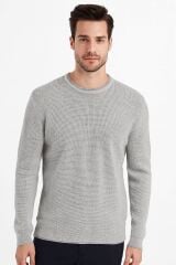 Erkek Triko Kazak Bisiklet Yaka Uzun Kollu Pamuk Karışımlı Rahat Şık Günlük Kışlık Kazak 5110 BEYAZ