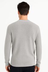 Erkek Triko Kazak Bisiklet Yaka Uzun Kollu Pamuk Karışımlı Rahat Şık Günlük Kışlık Kazak 5110 BEYAZ