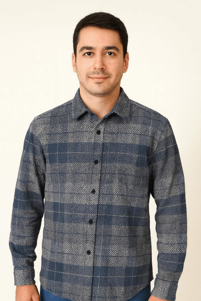 Regular Fit Uzun Kollu Düğmeli Klasik Yaka Oduncu Gömlek