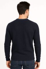 Erkek Triko Kazak Bisiklet Yaka Uzun Kollu Pamuk Karışımlı Rahat Şık Günlük Kışlık Kazak 5110 LACİVERT