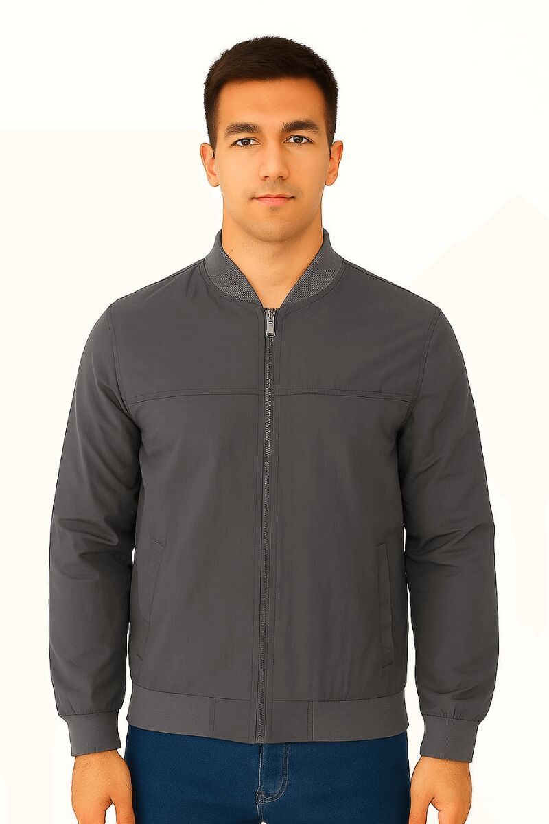 Uzun Kollu Yandan ve İç  Cepli Önde Yazı Baskılı Sıcak Tutan Erkek Mont 94056 FÜME