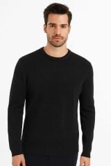 Erkek Triko Kazak Bisiklet Yaka Uzun Kollu Pamuk Karışımlı Rahat Şık Günlük Kışlık Kazak 5110 SİYAH