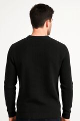 Erkek Triko Kazak Bisiklet Yaka Uzun Kollu Pamuk Karışımlı Rahat Şık Günlük Kışlık Kazak 5110 SİYAH