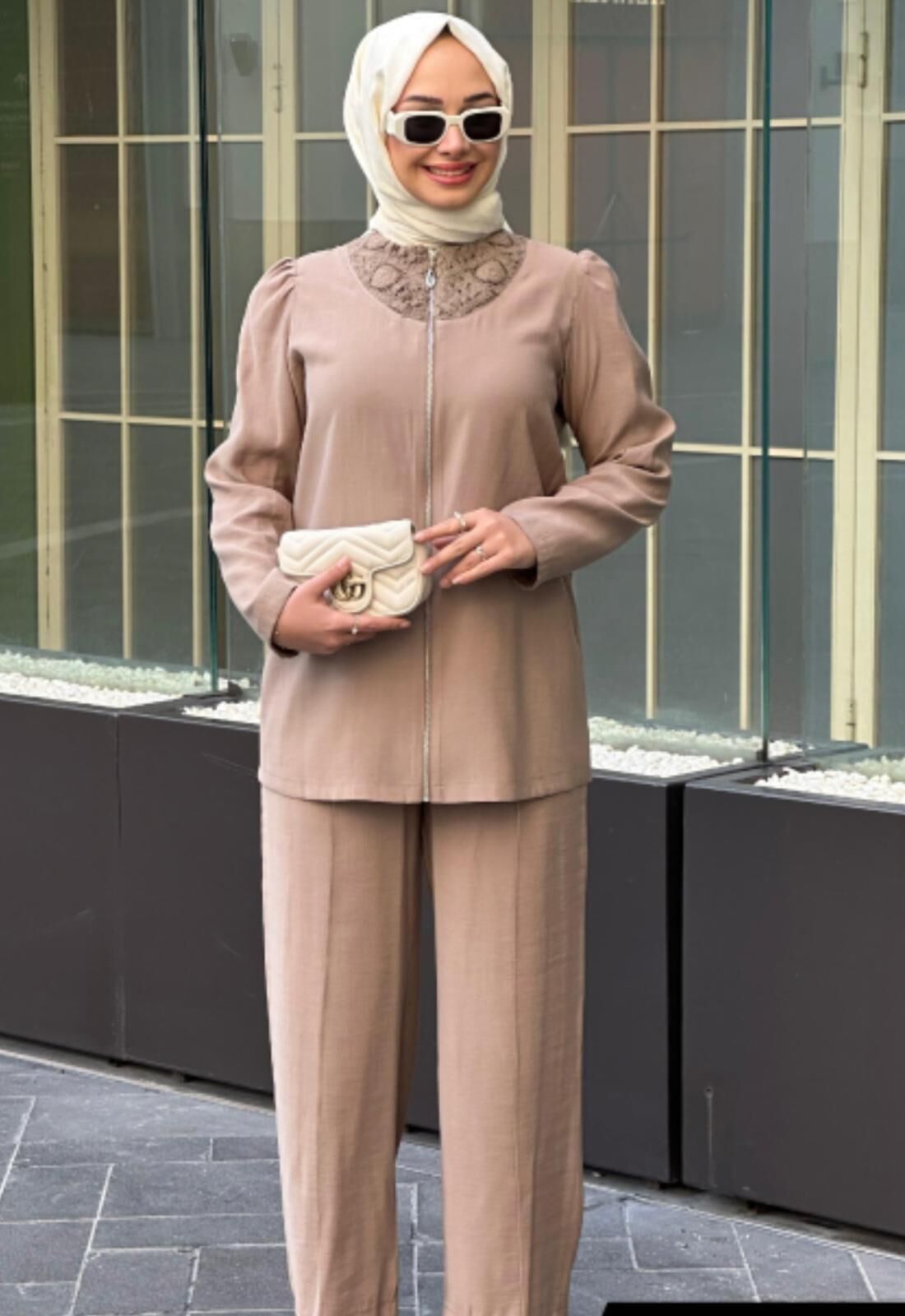 Detaylı Fermuarlı Bayan Pantolon Takımı 8176