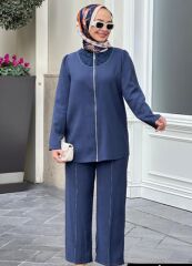 Detaylı Fermuarlı Bayan Pantolon Takımı 8176