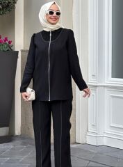 Detaylı Fermuarlı Bayan Pantolon Takımı 8176