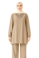 Detaylı Fermuarlı Bayan Pantolon Takımı 8176