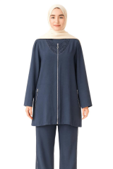 Detaylı Fermuarlı Bayan Pantolon Takımı 8176